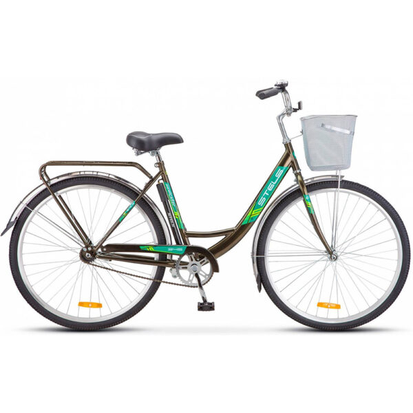 Женский велосипед 28" STELS Navigator 345 LADY, с корзиной, темно-оливковый, арт. LU078214