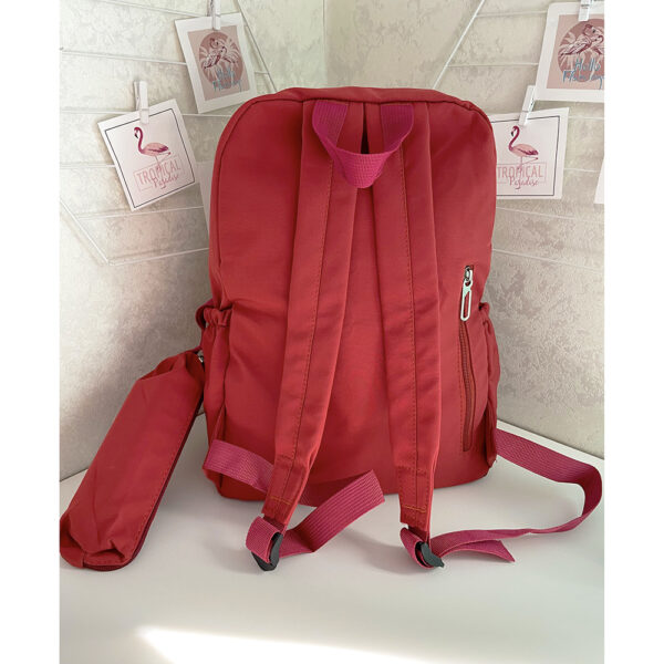 Школьный рюкзак с мишкой+шоппер+пенал+сумочка, красный