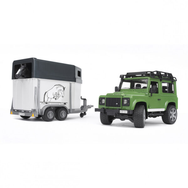 Внедорожник Land Rover Defender с прицепом-коневозкой и лошадью, Bruder, арт. 02-592